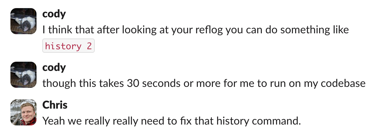 The history command taking 30 seconds to run